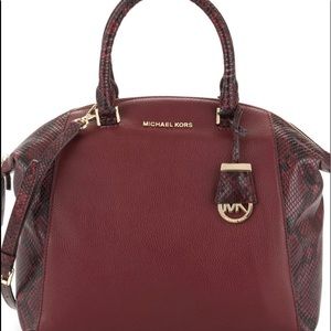 Michael Kors Riley Python-Embossed Purse, Merlot